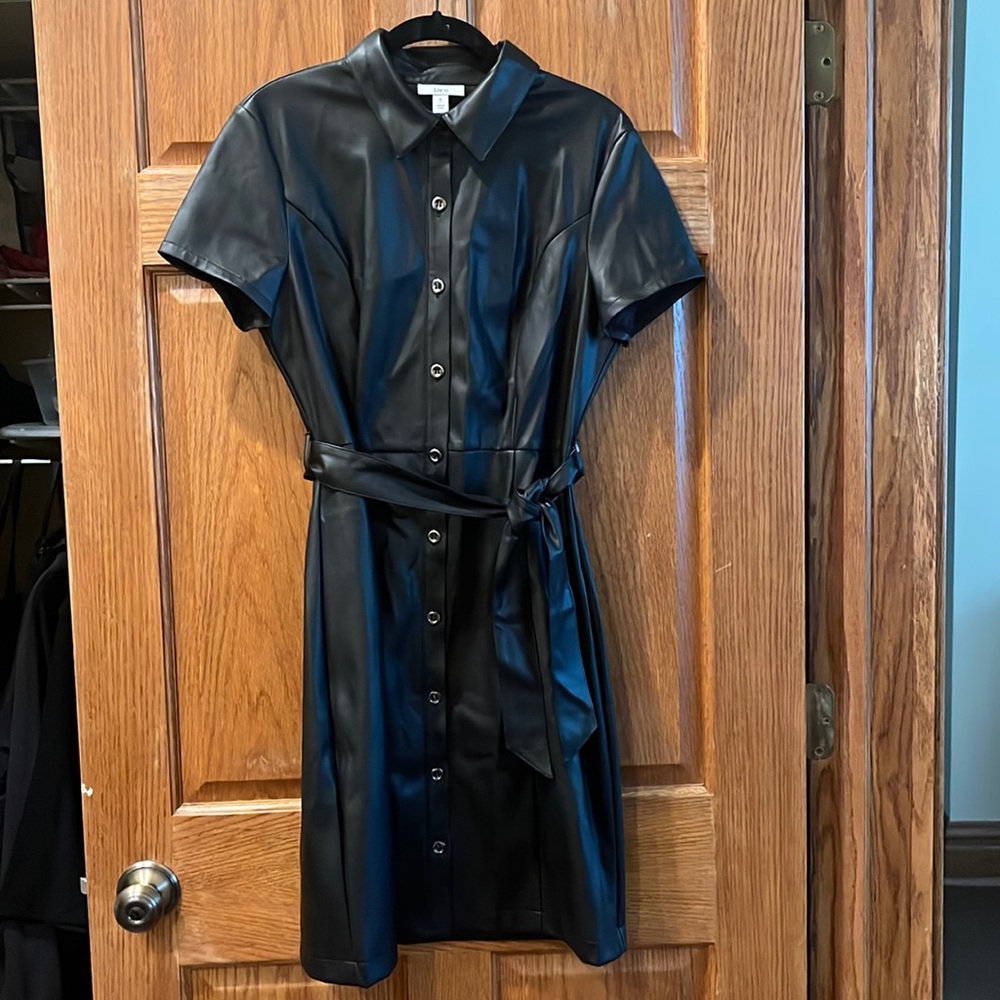 Bar III faux leather dress sz 8